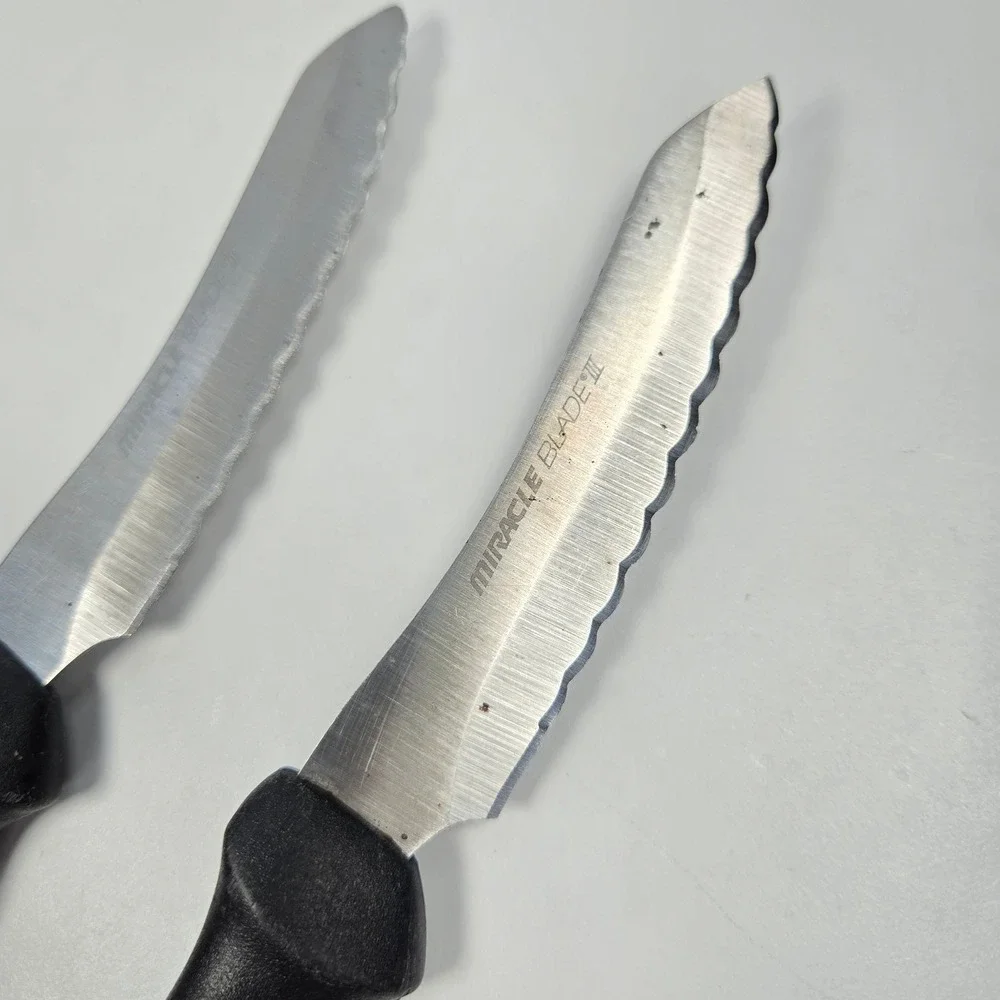 Miracle Blade III Perfection Series Steak Knives Set of 2 Stainless Black Handle